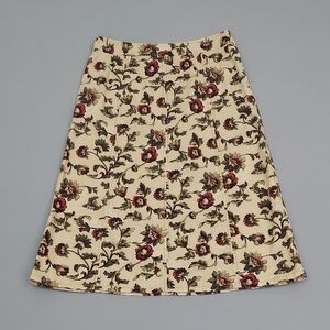 Eddie Bauer Corduroy Skirt Size 8 Tall Floral Print Midi Skirt